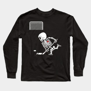 hockey skeleton halloween Long Sleeve T-Shirt